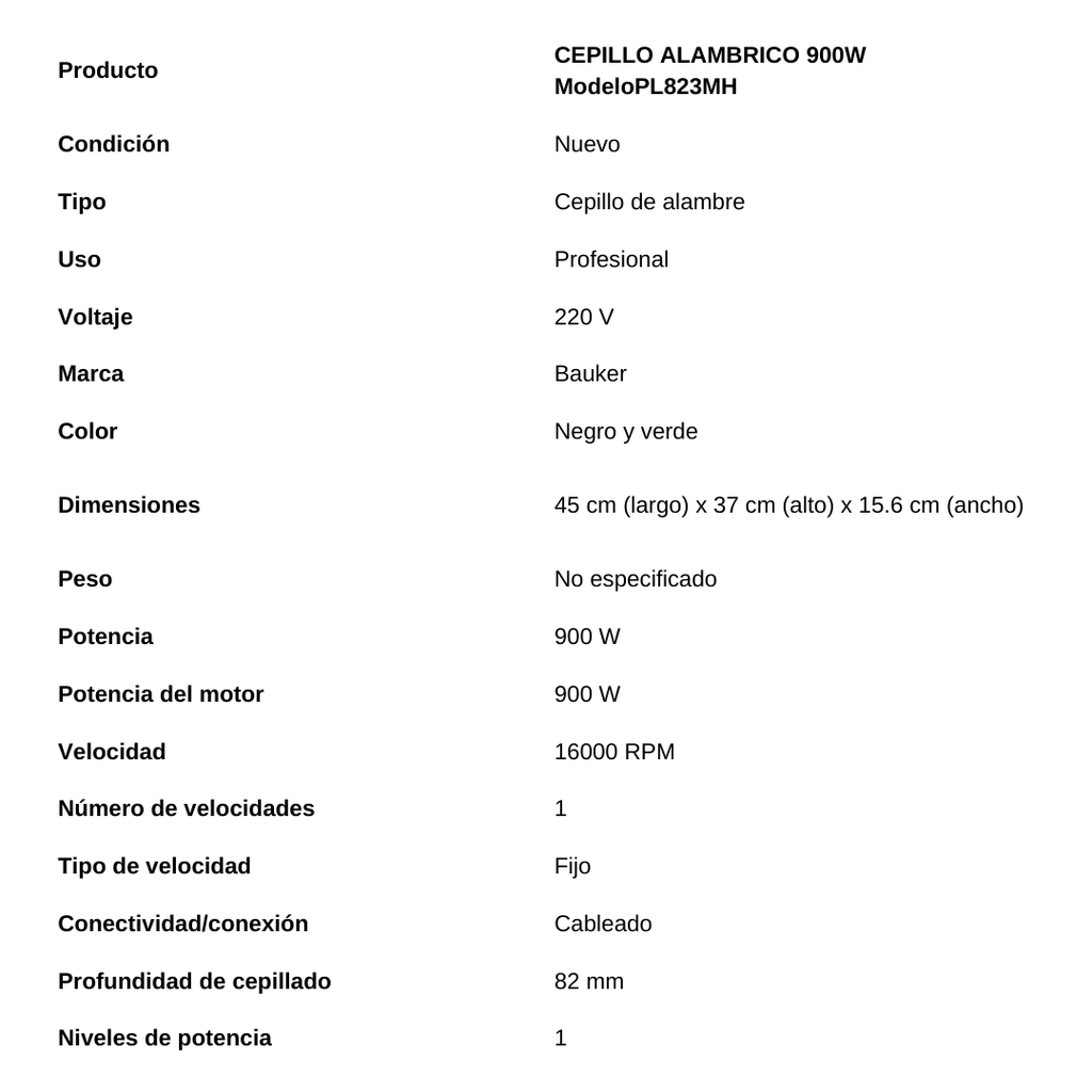 CEPILLO ALAMBRICO 900W