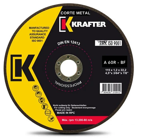 DISCO CORTE KRAFTER 4 1/2 X 1 MM